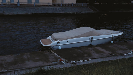 a boat tied to a dock